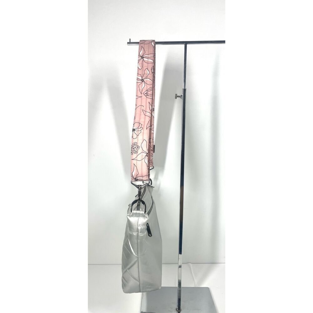 Lug Flare 2 Metallic Silver Convertible Crossbody Bag 2 Straps Floral Silver - Picture 5 of 9